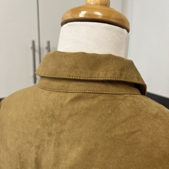 Banana Republic Vegan Suede Cropped Shirt Size XL Brown - Picture 7 of 7